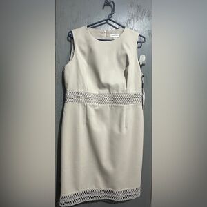 New with Tags Khaki Cotton Stretch dress with embroidery